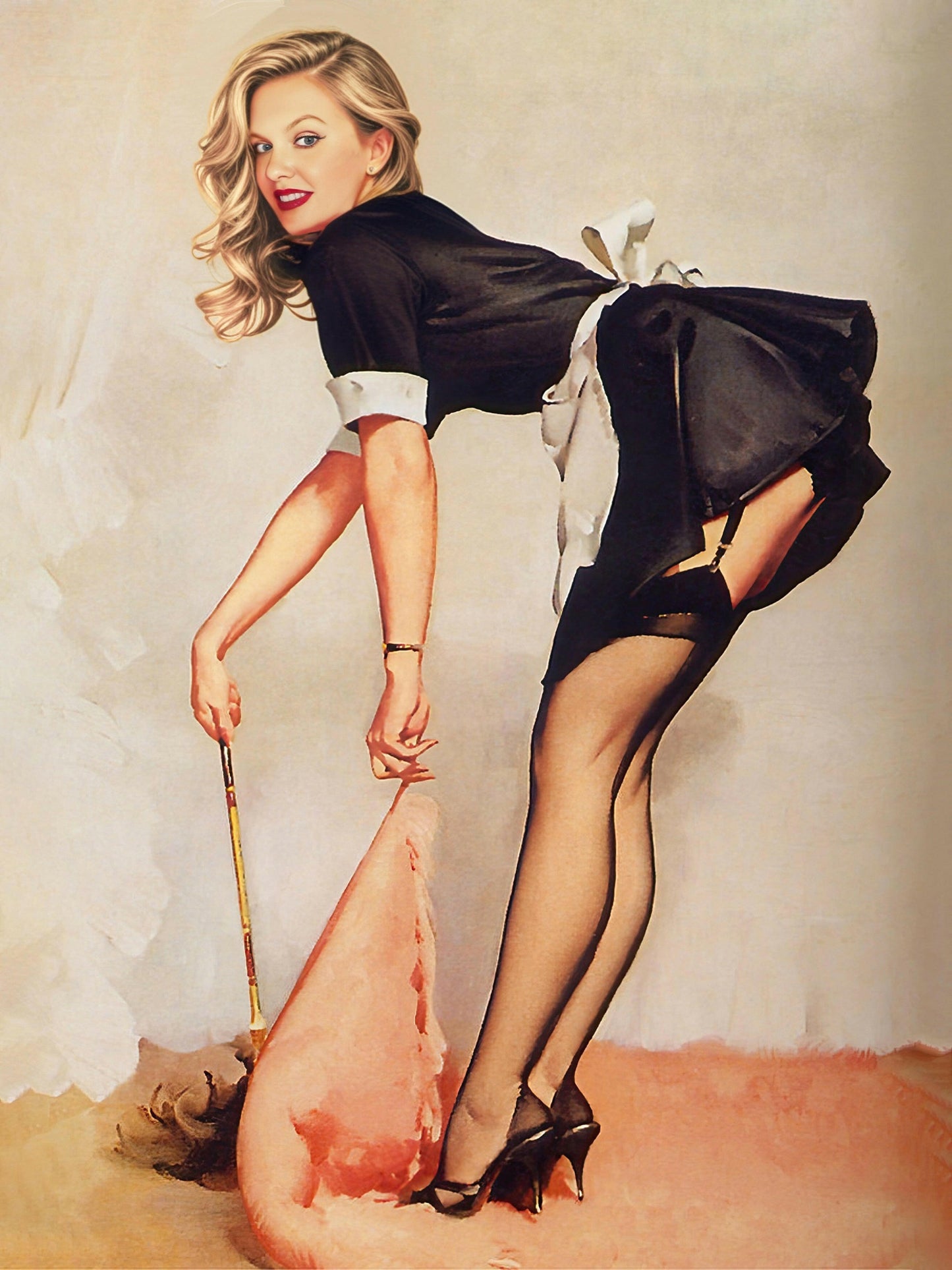 Under the Rug playful vintage pinup portrait – custom retro artwork by Imagine My Likeness