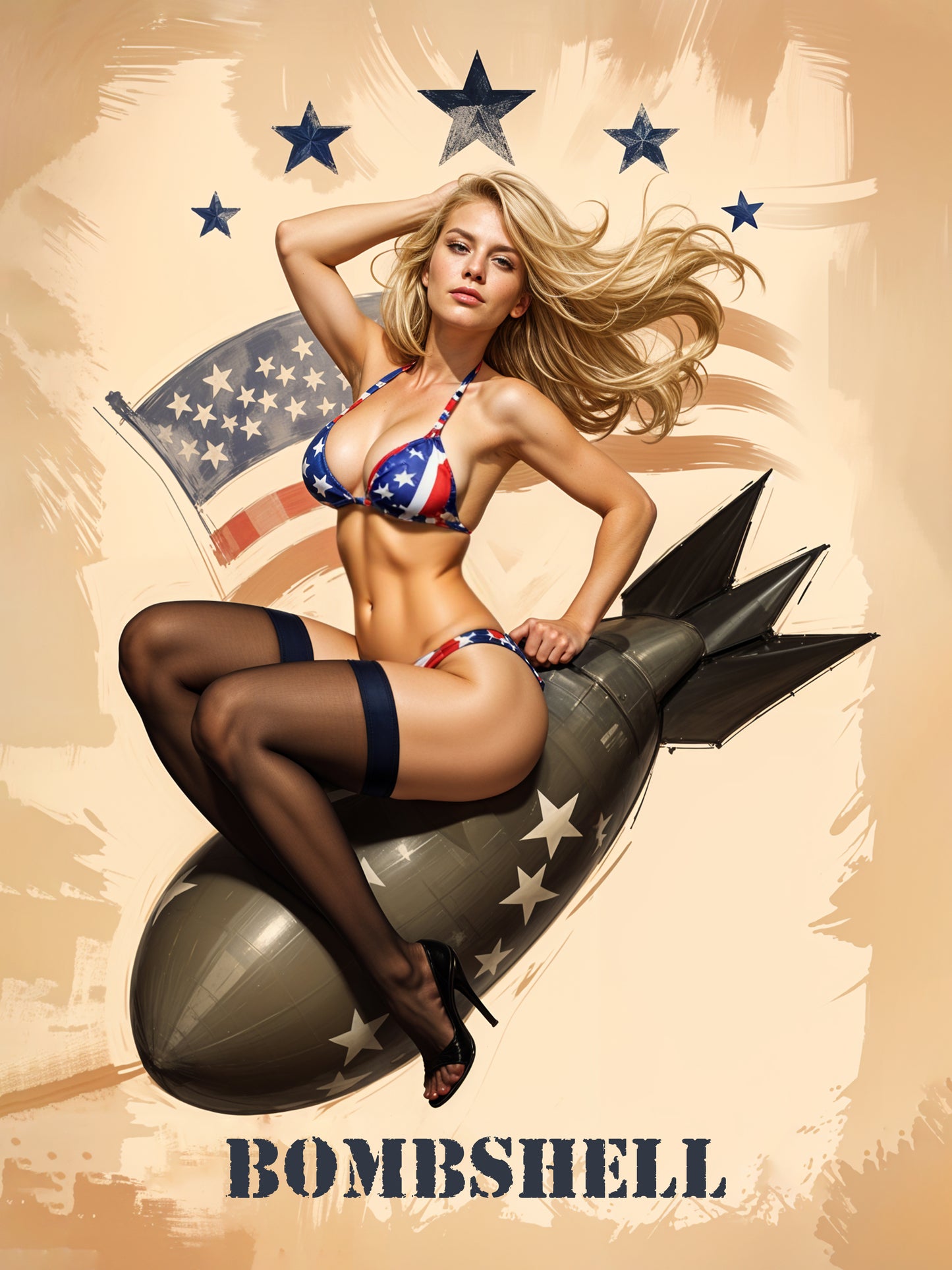 Classic bombshell pinup portrait – vintage glamour artwork by Imagine My Likeness