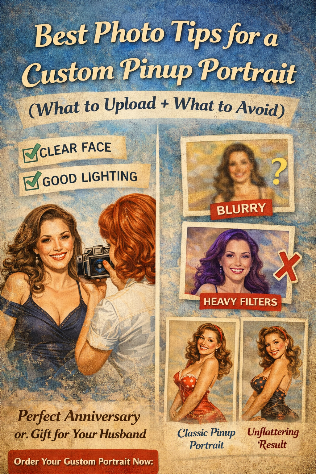 Best Photo Tips for a Custom Pinup Portrait (What to Upload + What to Avoid)