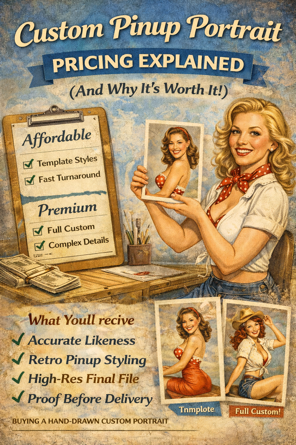 Custom Pinup Portrait Pricing Explained: What You Get (And Why It’s Worth It)