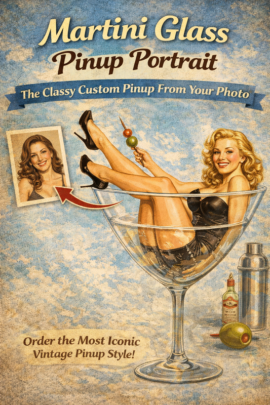 Martini Glass Pinup Portrait: The Classy Custom Pinup From Your Photo