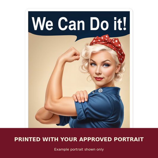 Personalized Pinup Bubble-Free Stickers customized with the customer's approved portrait. Example portrait shown only.