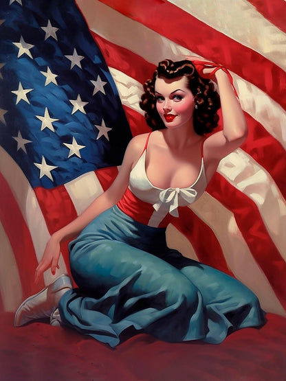 4th of July patriotic pinup portrait – vintage American pride artwork by Imagine My Likeness