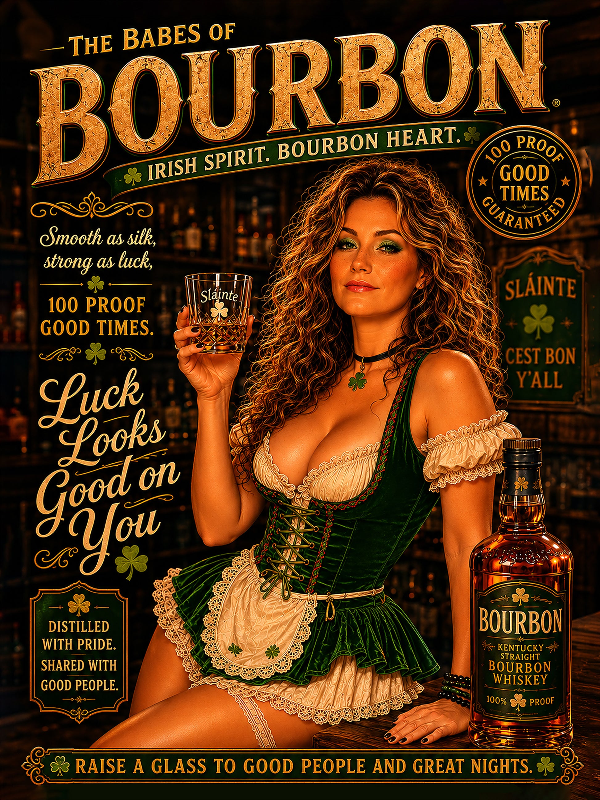 Babes of Bourbon Irish Spirit Custom Pinup Portrait Imagine My Likeness