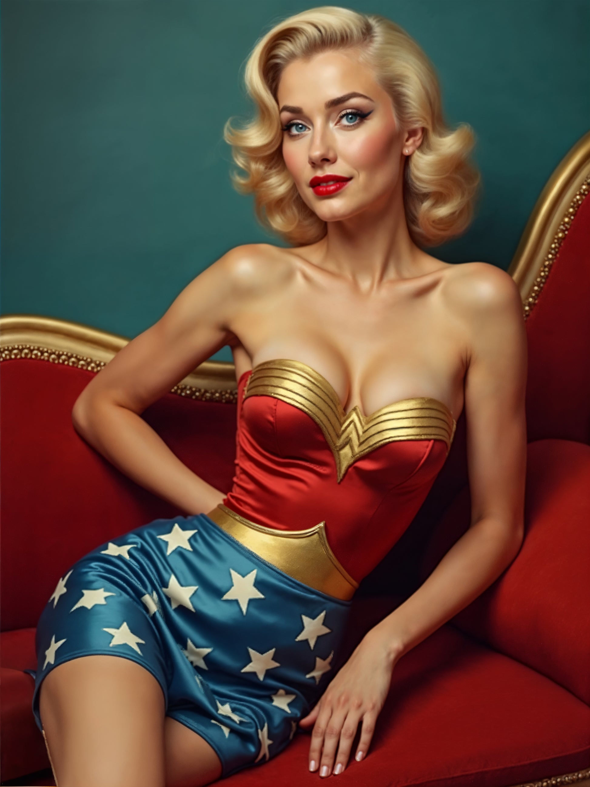 Wonderful vintage pinup portrait – custom glamorous wonder woman artwork by Imagine My Likeness