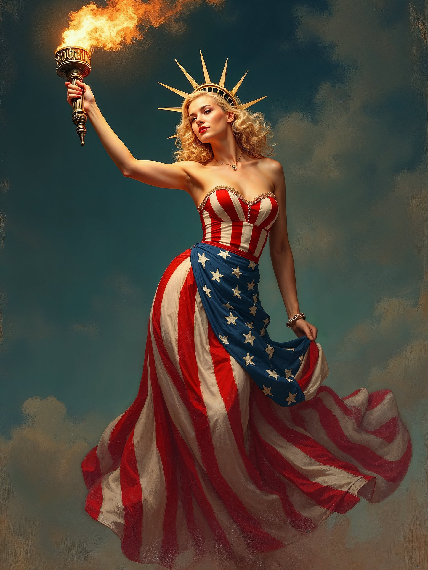 Lady Liberty patriotic pinup portrait – vintage custom artwork by Imagine My Likeness