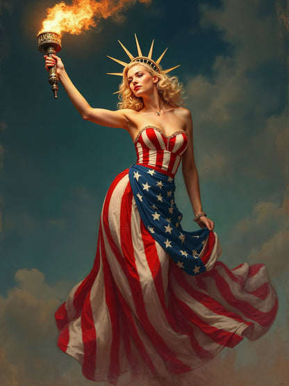 Lady Liberty patriotic pinup portrait – vintage custom artwork by Imagine My Likeness